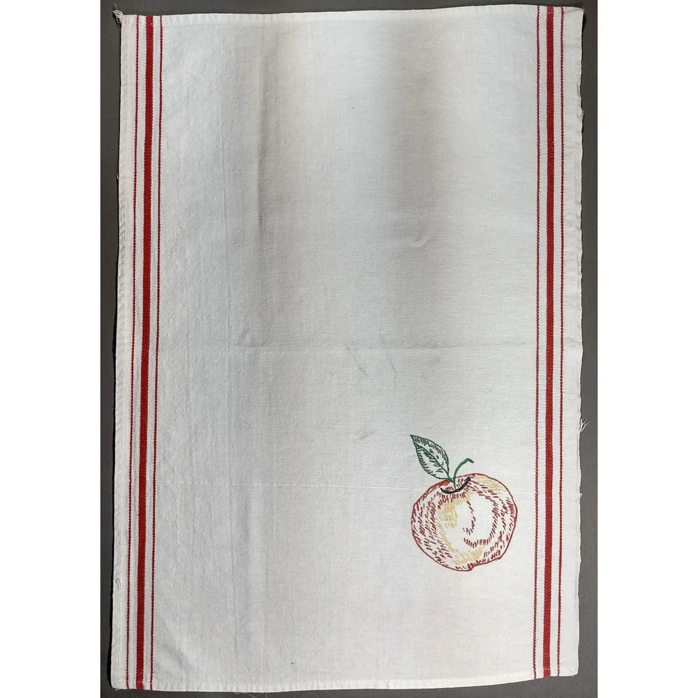 Heavy cotton tea towel, apple imprint, 17